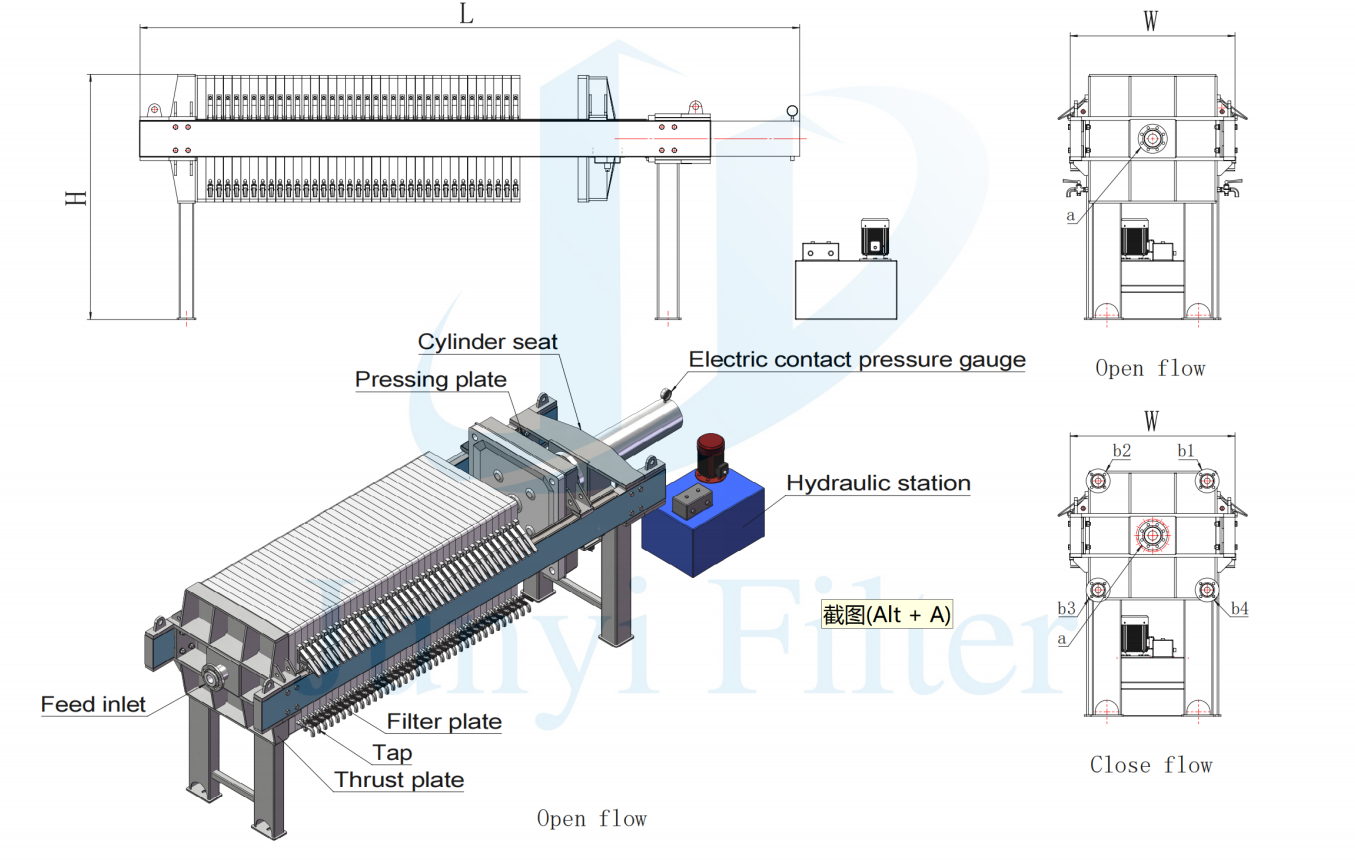 The Philippines has introduced a 40㎡ hydraulic manual filter press to achieve efficient purification of marble cutting wastewater